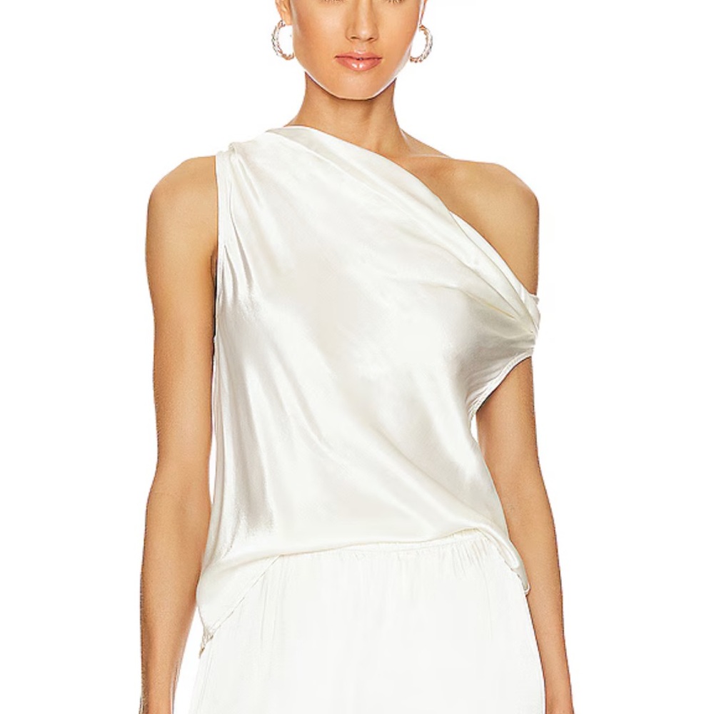 Enza Costa White One-Shoulder Blouse